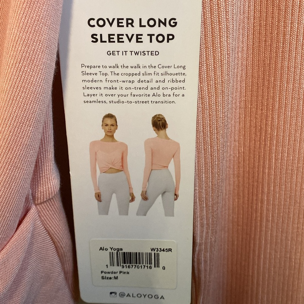 Alo Yoga Cover Long Sleeve Top in Powder Pink. Size M. Crop top. Yoga top - Picture 3 of 7